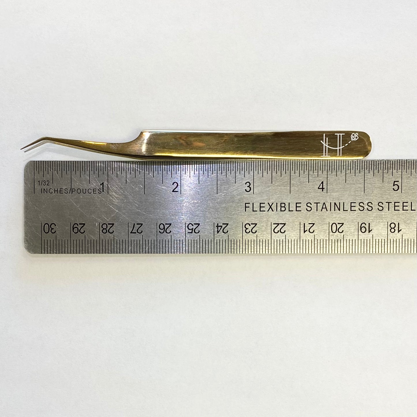 Gold angled fiber tip tweezer